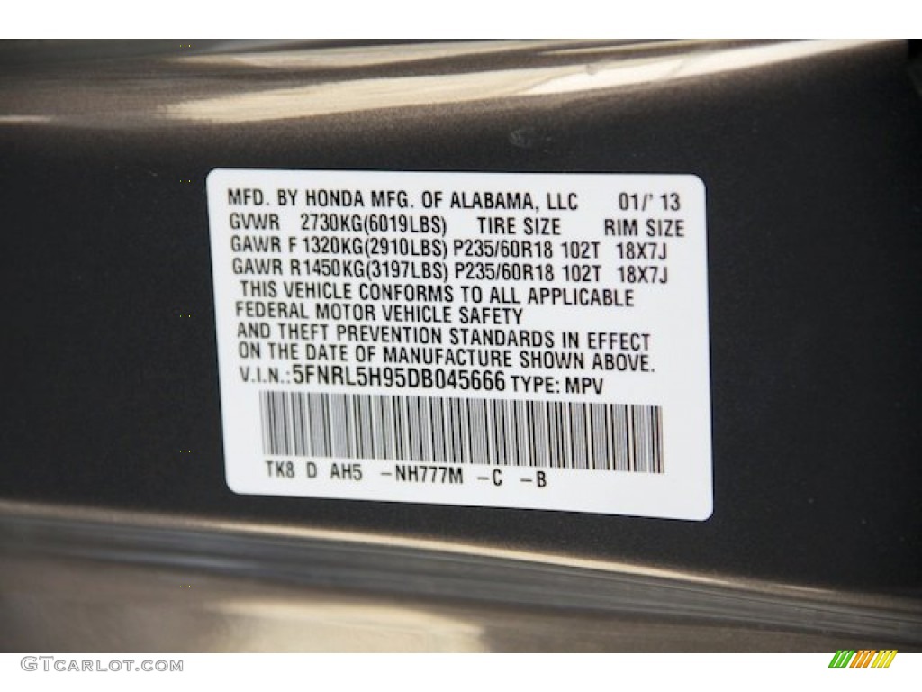 2013 Odyssey Color Code NH777M for Smokey Topaz Metallic Photo #77215331