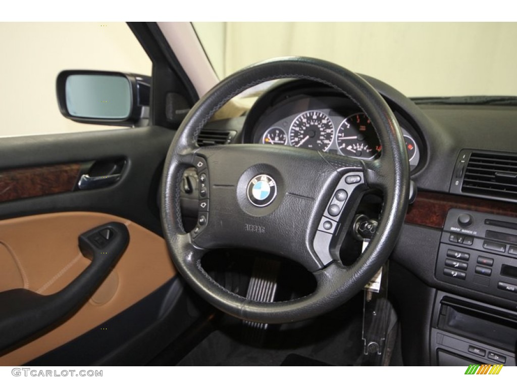 2004 BMW 3 Series 330i Sedan Natural Brown Steering Wheel Photo #77215943