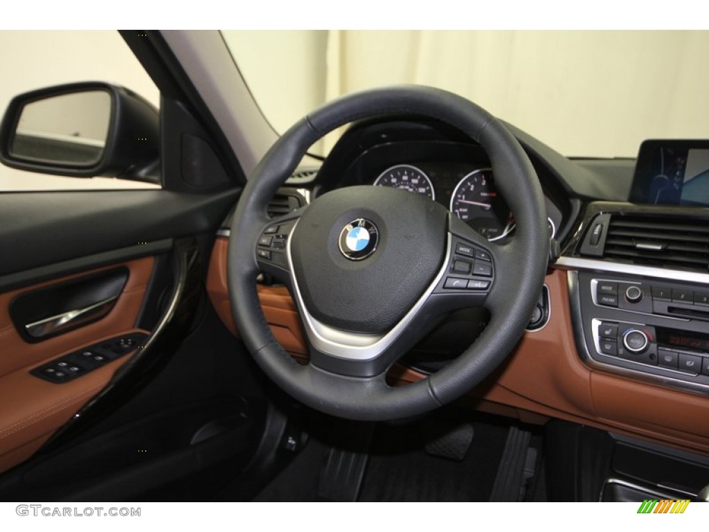 2012 BMW 3 Series 328i Sedan Saddle Brown Steering Wheel Photo #77217581