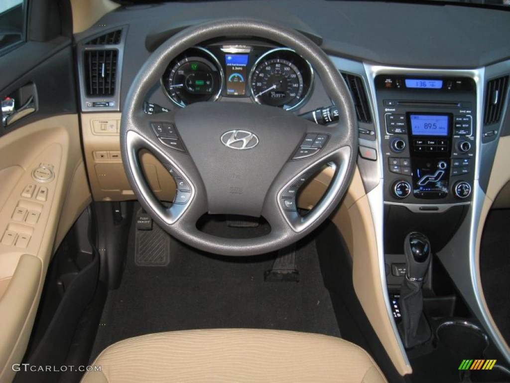 2011 Hyundai Sonata Hybrid Camel Dashboard Photo #77222783