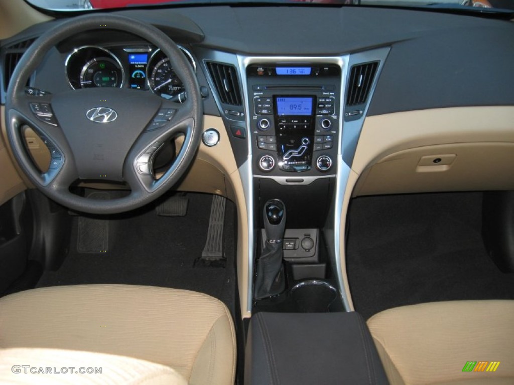 2011 Hyundai Sonata Hybrid Camel Dashboard Photo #77222805