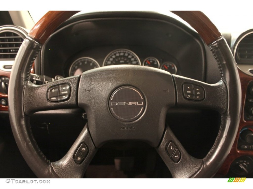 2006 GMC Envoy Denali 4x4 Ebony Black Steering Wheel Photo #77223317