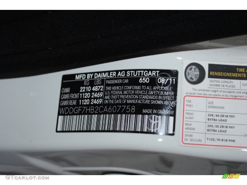 2012 C Color Code 650 for Arctic White Photo #77230586