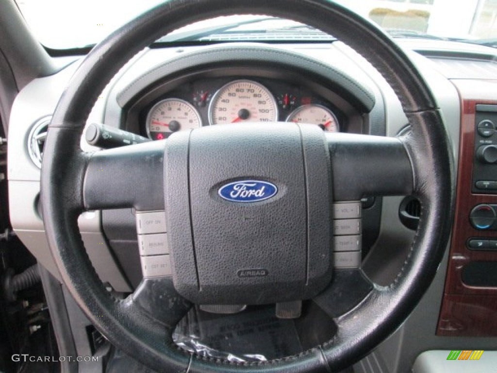 2006 Ford F150 Lariat SuperCrew Black Steering Wheel Photo #77233182