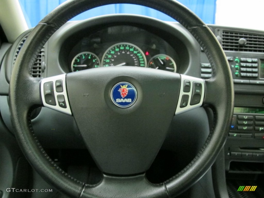 2005 Saab 9-3 Aero Sport Sedan Slate Gray Steering Wheel Photo #77233597