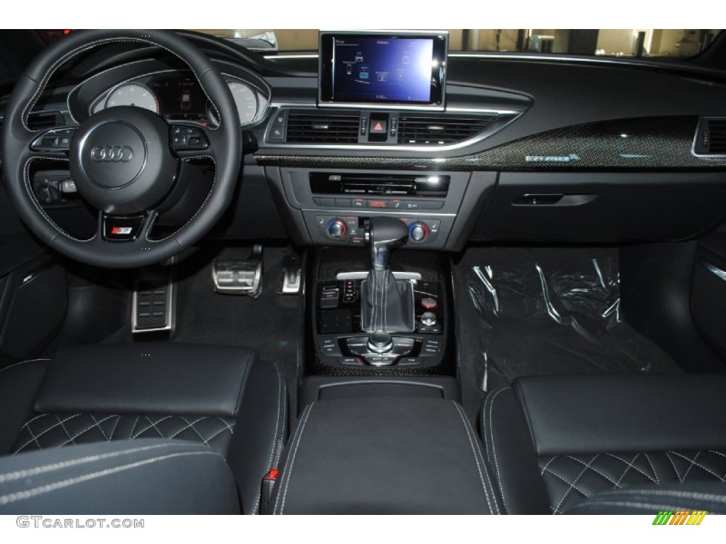 2013 Audi S7 4.0 TFSI quattro Black Valcona leather with diamond stitching Dashboard Photo #77234294