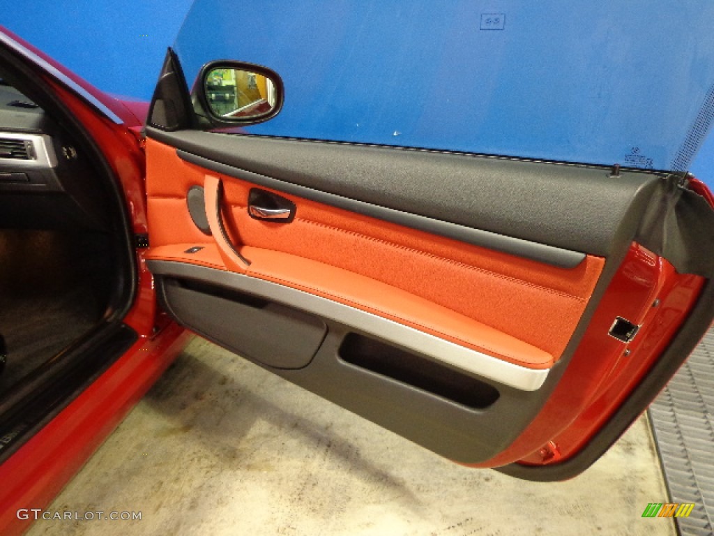 2012 BMW 3 Series 328i Convertible Coral Red/Black Door Panel Photo #77240617