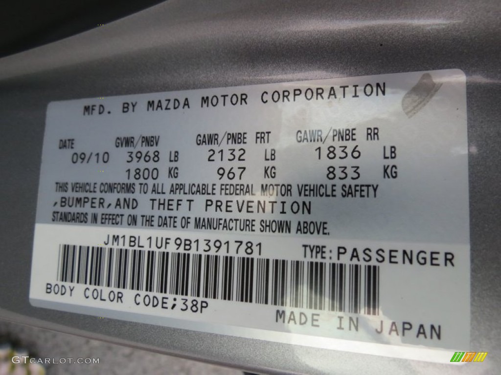 2011 Mazda MAZDA3 i Sport 4 Door Color Code Photos