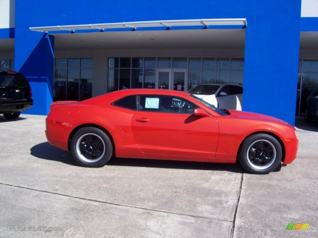 Inferno Orange Metallic 2013 Chevrolet Camaro LS Coupe Exterior Photo #77243846