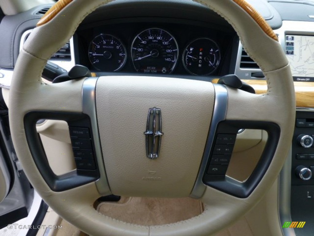 2011 Lincoln MKS AWD Light Camel Steering Wheel Photo #77244797