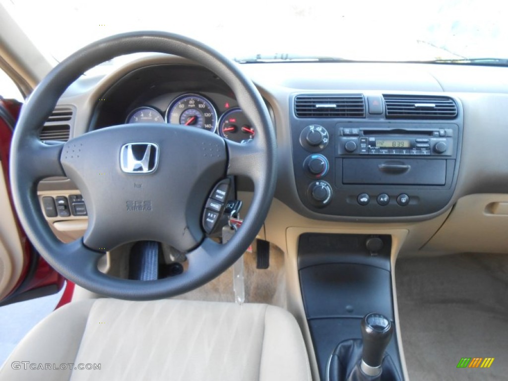 2005 Honda Civic EX Sedan Ivory Dashboard Photo #77245306