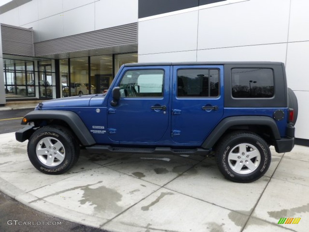 Deep Water Blue Pearl 2010 Jeep Wrangler Unlimited Sport 4x4 Exterior Photo #77246495