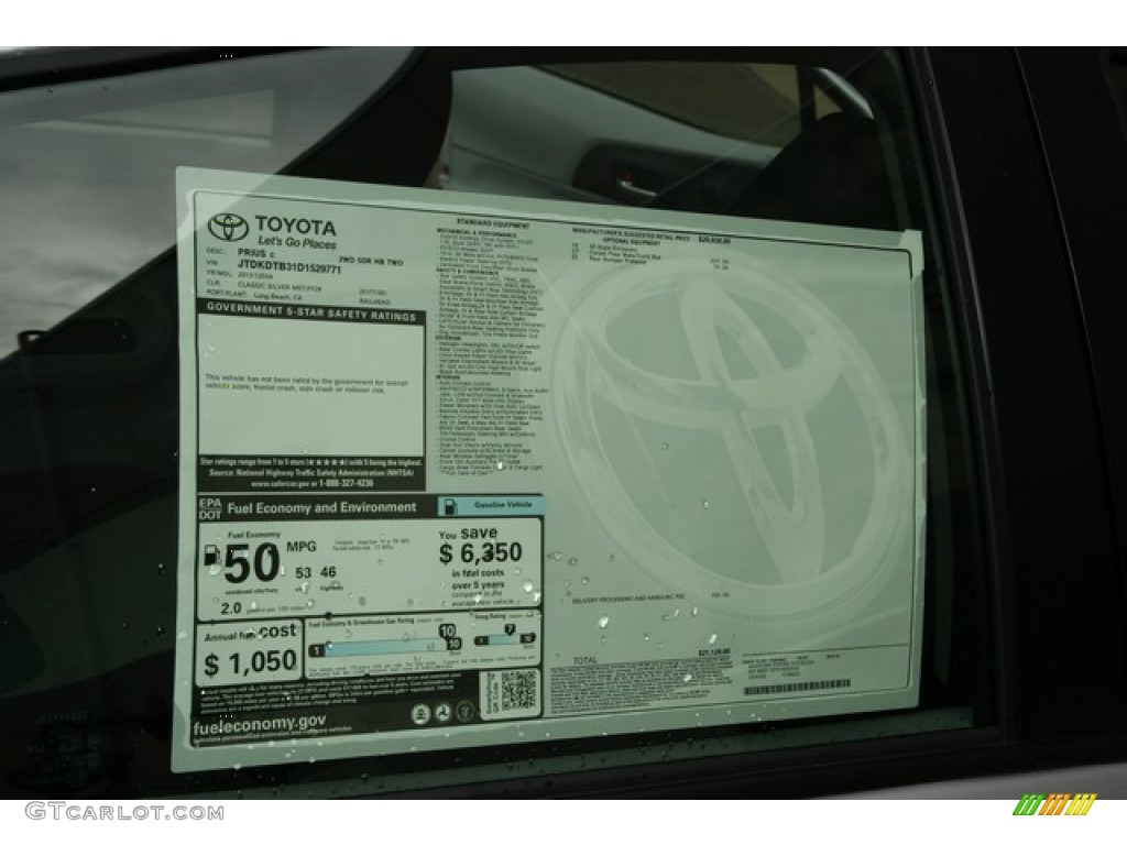 2013 Toyota Prius c Hybrid Two Window Sticker Photo #77253743
