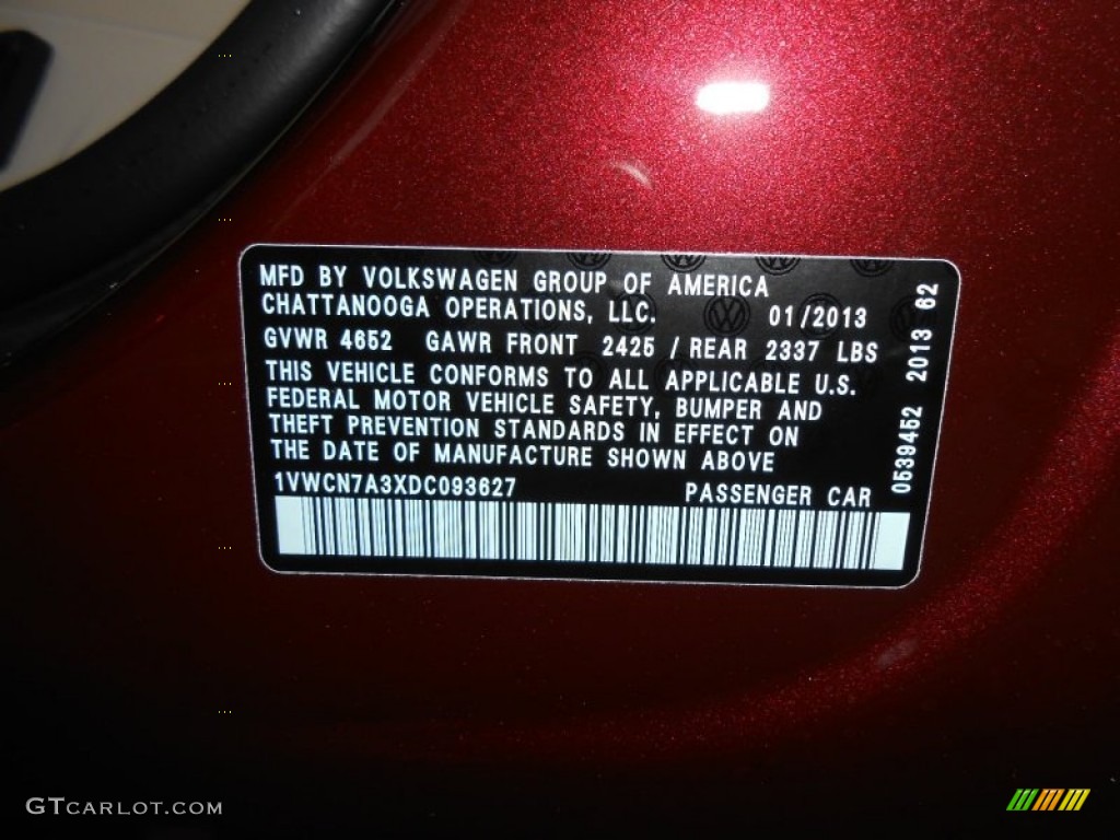 2013 Volkswagen Passat TDI SEL Info Tag Photos