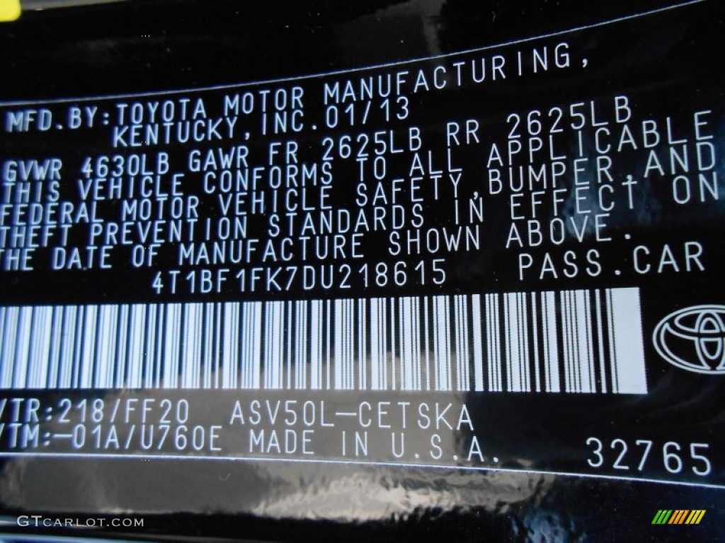 2013 Camry SE - Attitude Black Metallic / Black photo #36