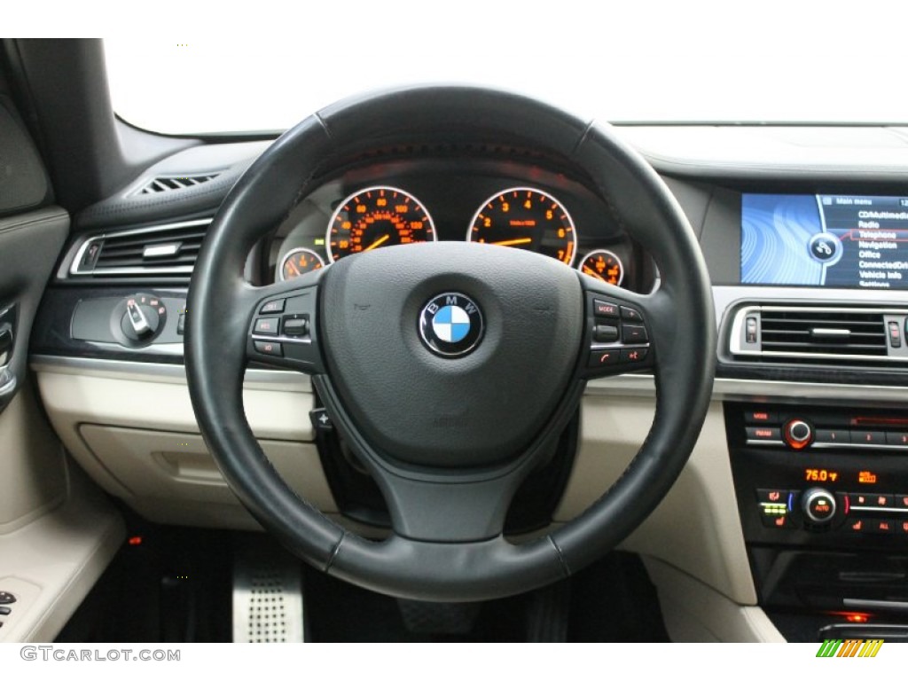 2011 BMW 7 Series 740Li Sedan Oyster/Black Steering Wheel Photo #77258453