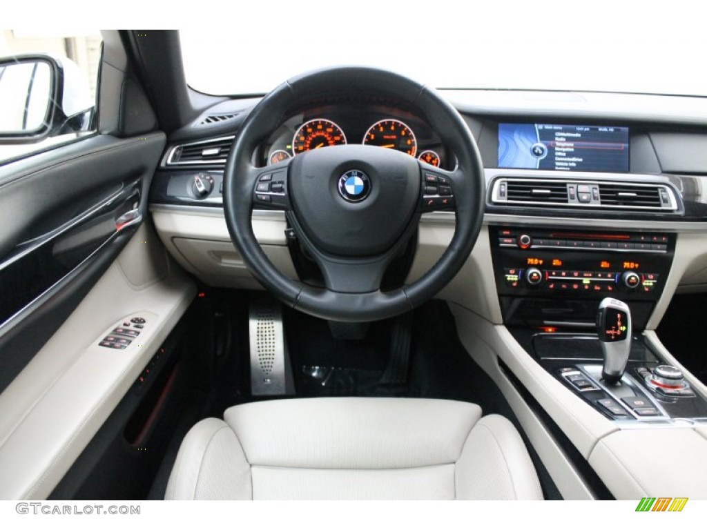 2011 BMW 7 Series 740Li Sedan Oyster/Black Dashboard Photo #77258469