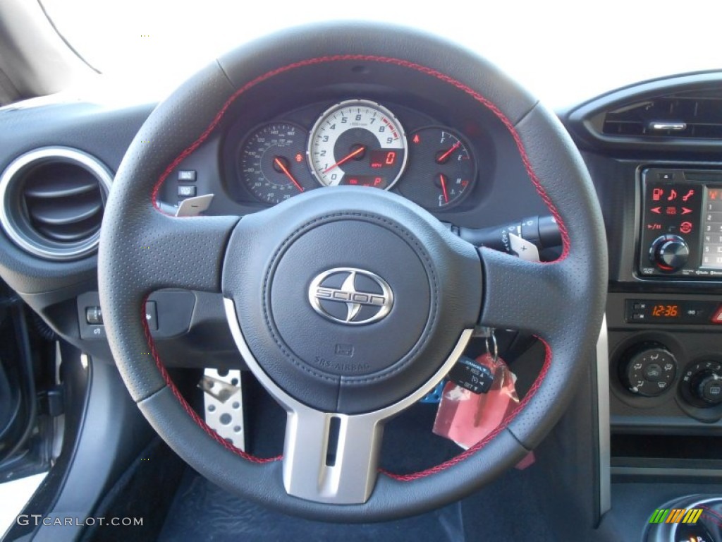 2013 Scion FR-S Sport Coupe Black/Red Accents Steering Wheel Photo #77259000