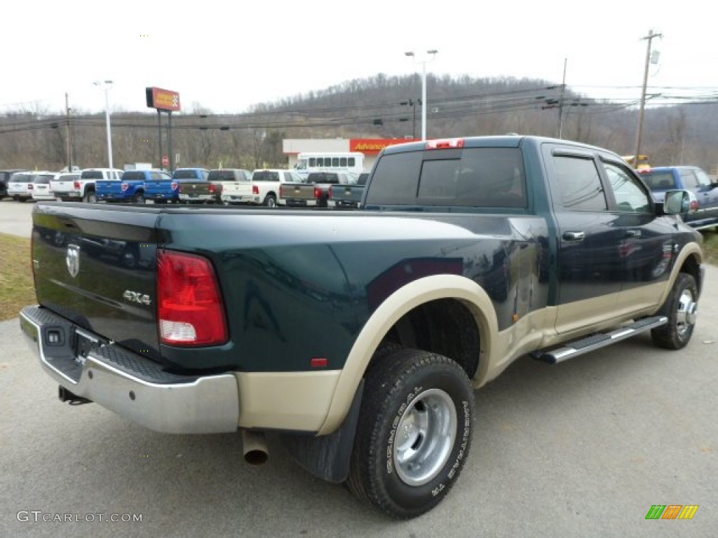 Hunter Green Pearl 2011 Dodge Ram 3500 HD Laramie Crew Cab 4x4 Dually Exterior Photo #77259404