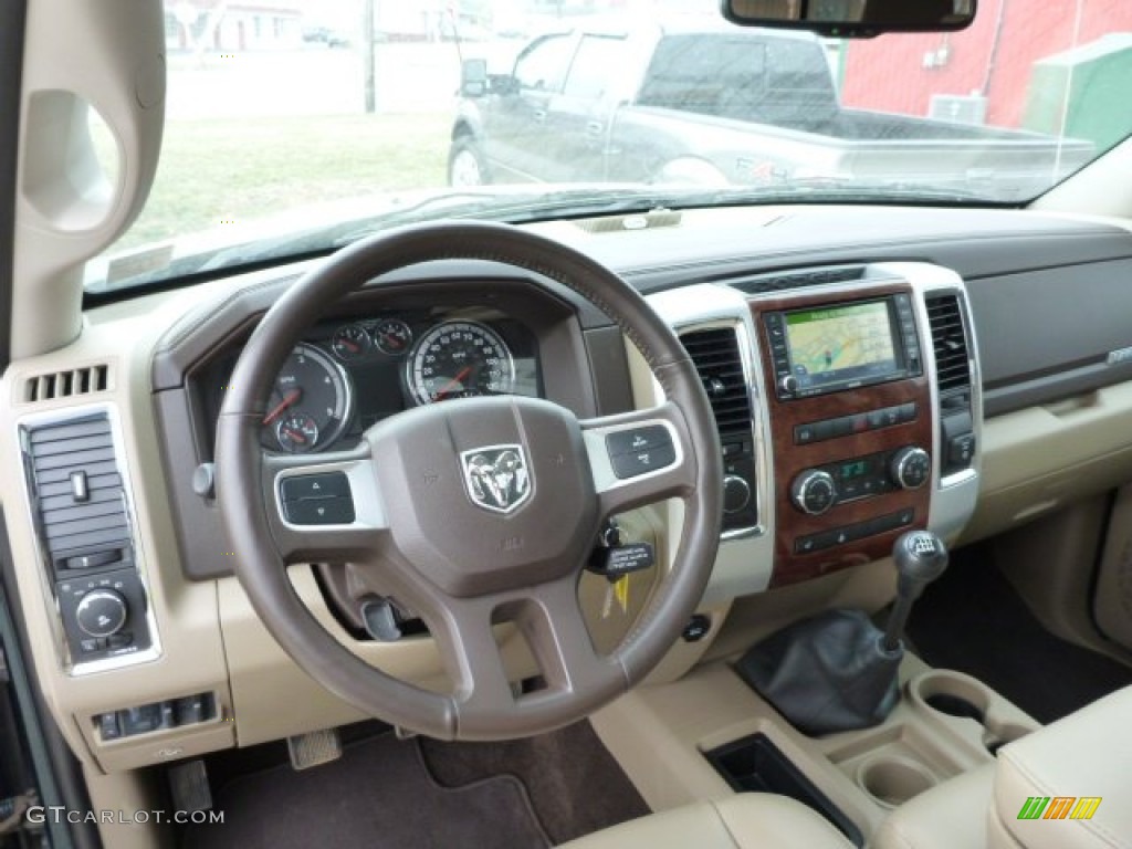 2011 Dodge Ram 3500 HD Laramie Crew Cab 4x4 Dually Light Pebble Beige/Bark Brown Dashboard Photo #77259489