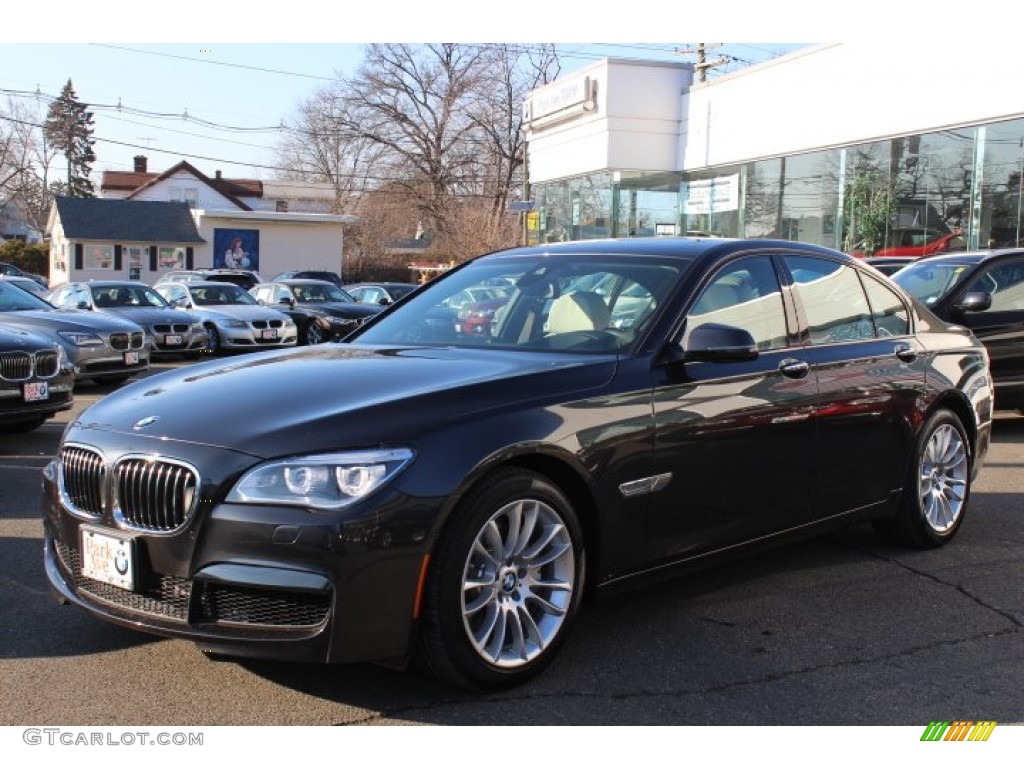 2013 7 Series 740i Sedan - Dark Graphite Metallic II / Ivory White/Black photo #1