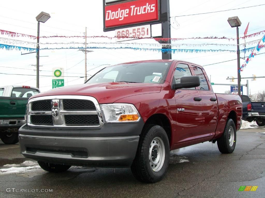 2009 Ram 1500 ST Quad Cab 4x4 - Inferno Red Crystal Pearl / Dark Slate/Medium Graystone photo #1