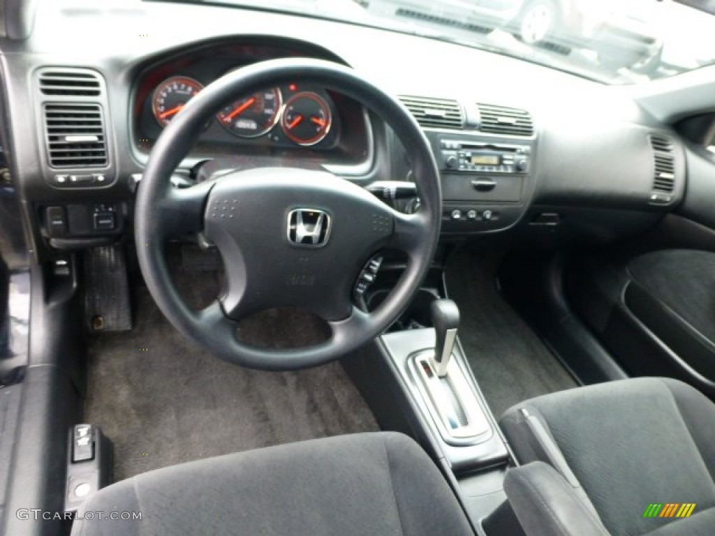 Black Interior 2004 Honda Civic LX Coupe Photo #77265203
