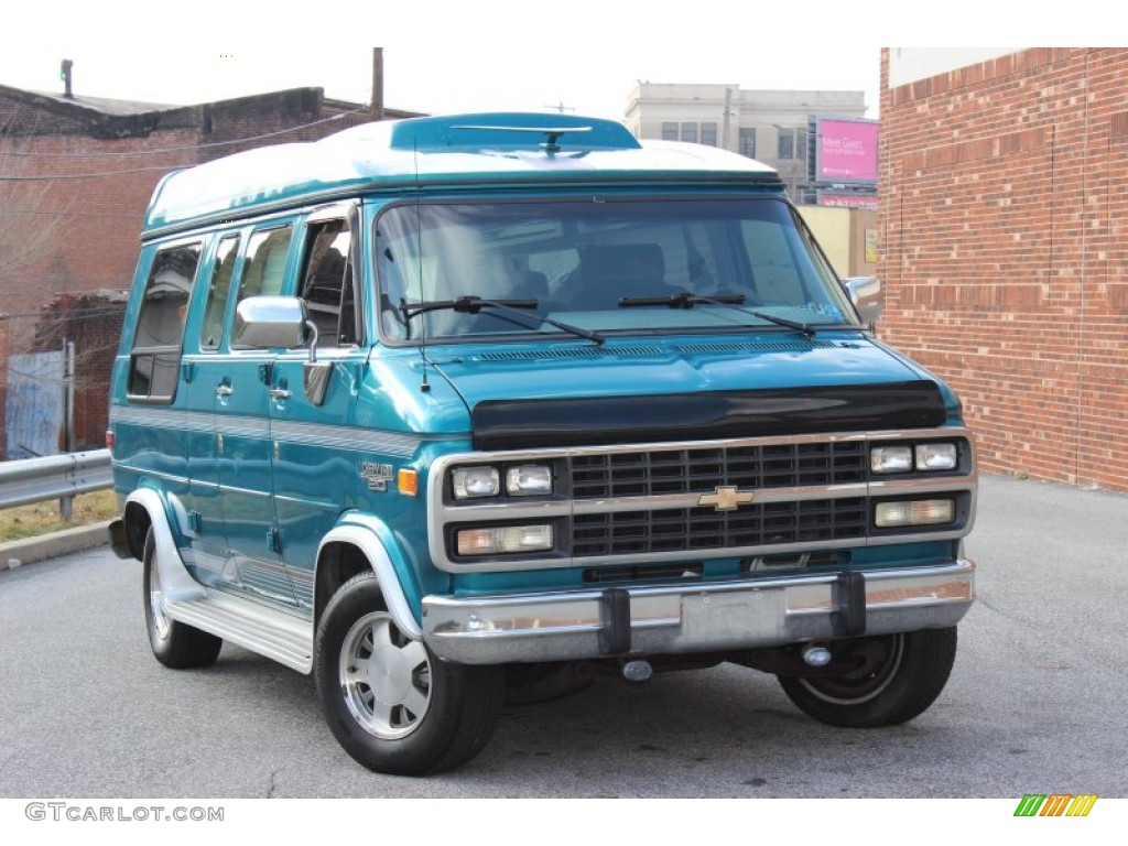 1995 Chevy Van G20 Passenger Conversion - Emerald Green Metallic / Gray photo #1