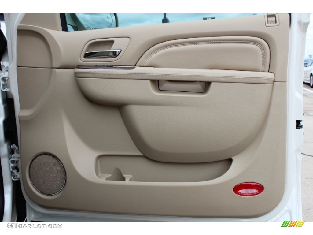 2013 Cadillac Escalade Premium Cashmere/Cocoa Door Panel Photo #77266502