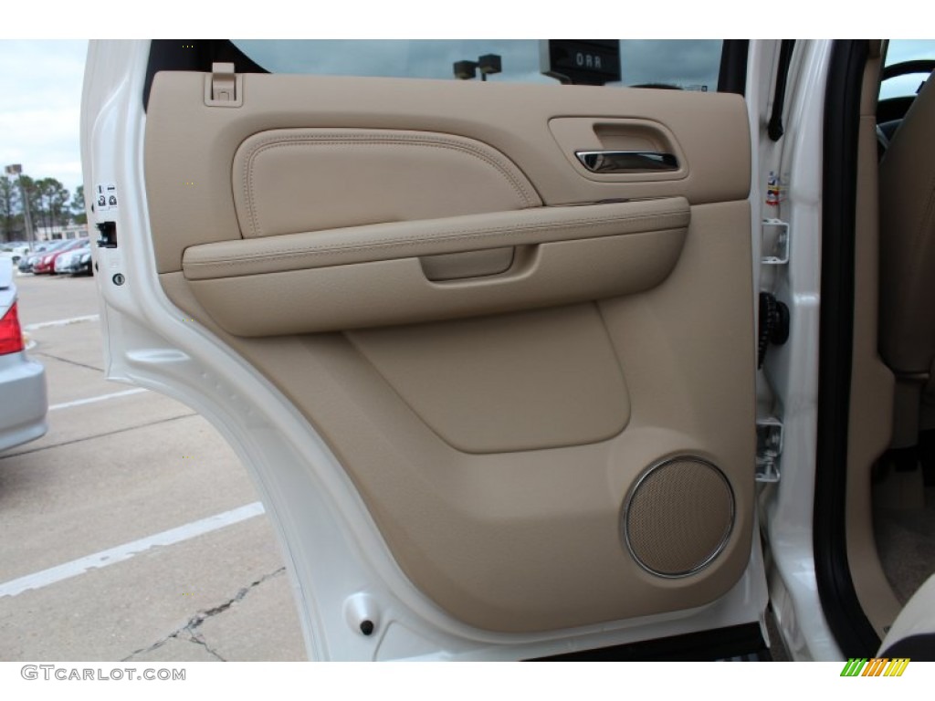 2013 Cadillac Escalade Premium Cashmere/Cocoa Door Panel Photo #77266523