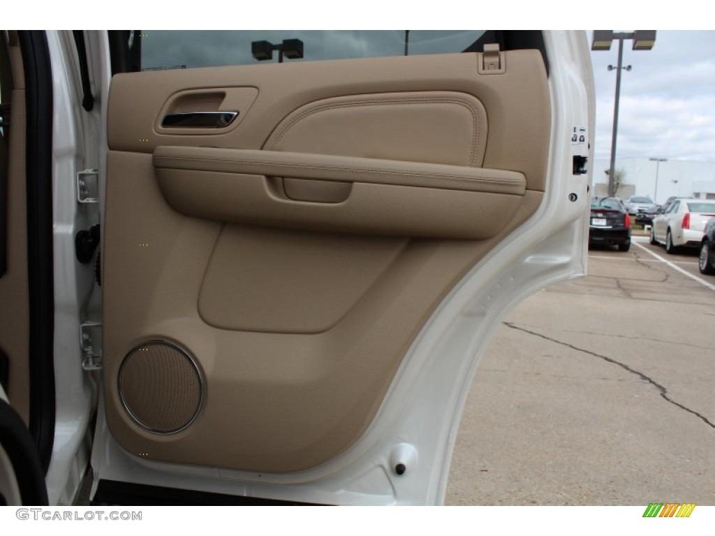 2013 Cadillac Escalade Premium Cashmere/Cocoa Door Panel Photo #77266538
