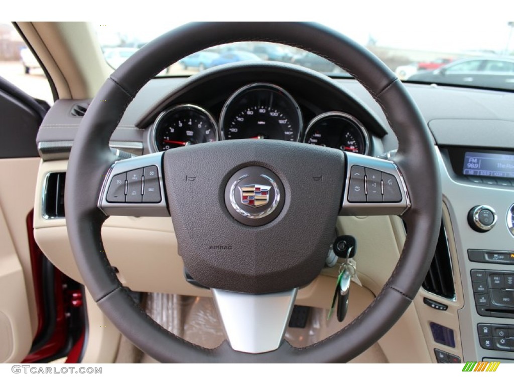 2013 Cadillac CTS 3.0 Sedan Cashmere/Ebony Steering Wheel Photo #77267024