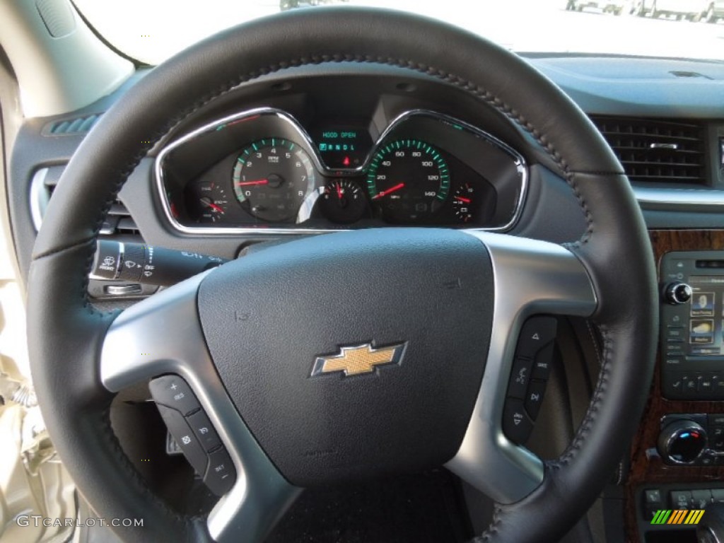 2013 Chevrolet Traverse LT Ebony Steering Wheel Photo #77269340