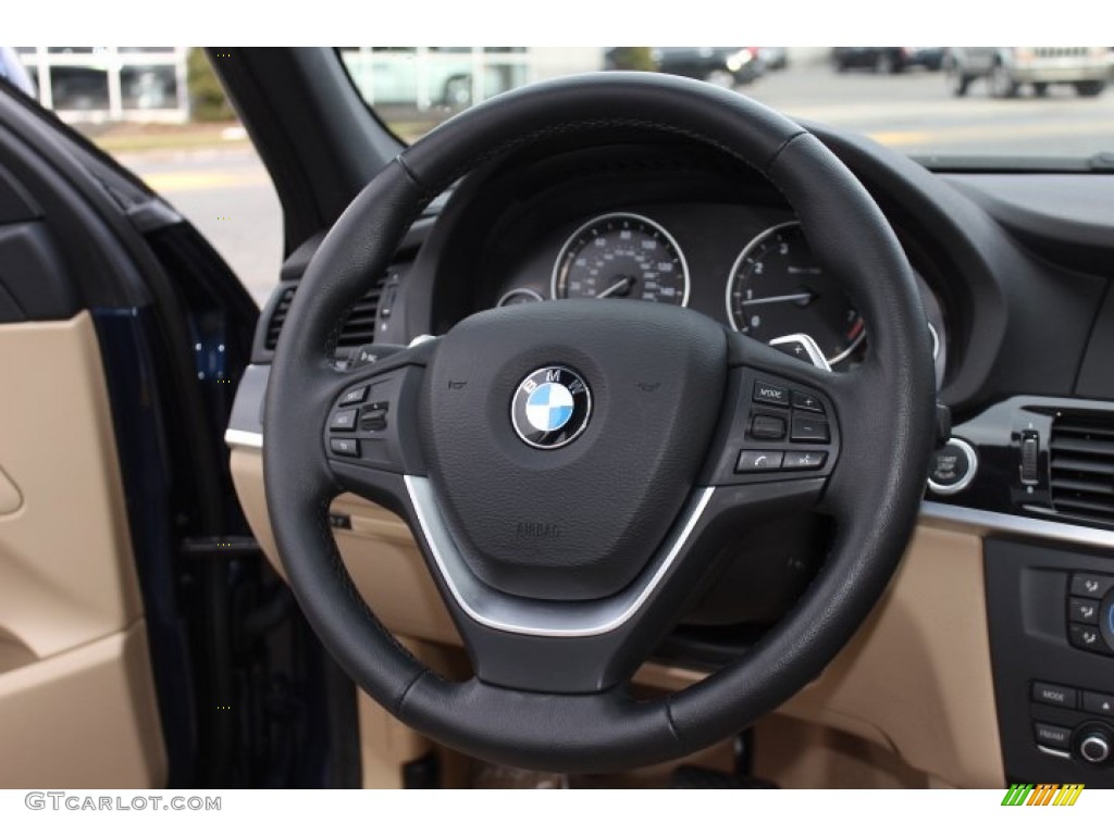 2013 BMW X3 xDrive 35i Sand Beige Steering Wheel Photo #77272106
