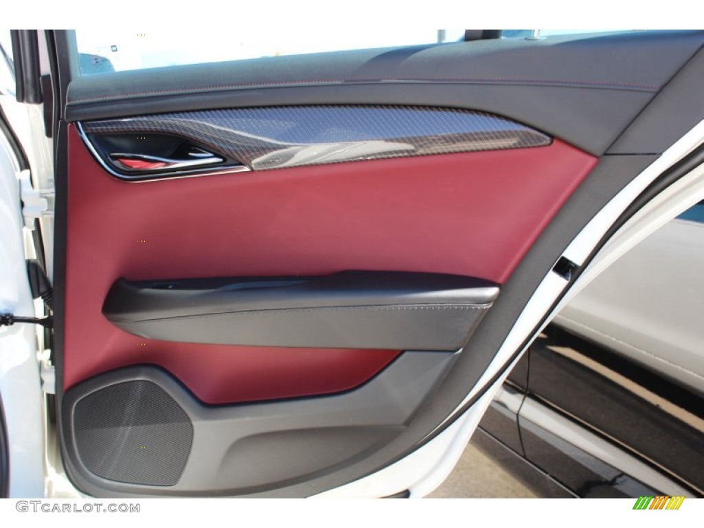 2013 Cadillac ATS 2.0L Turbo Luxury Morello Red/Jet Black Accents Door Panel Photo #77273618