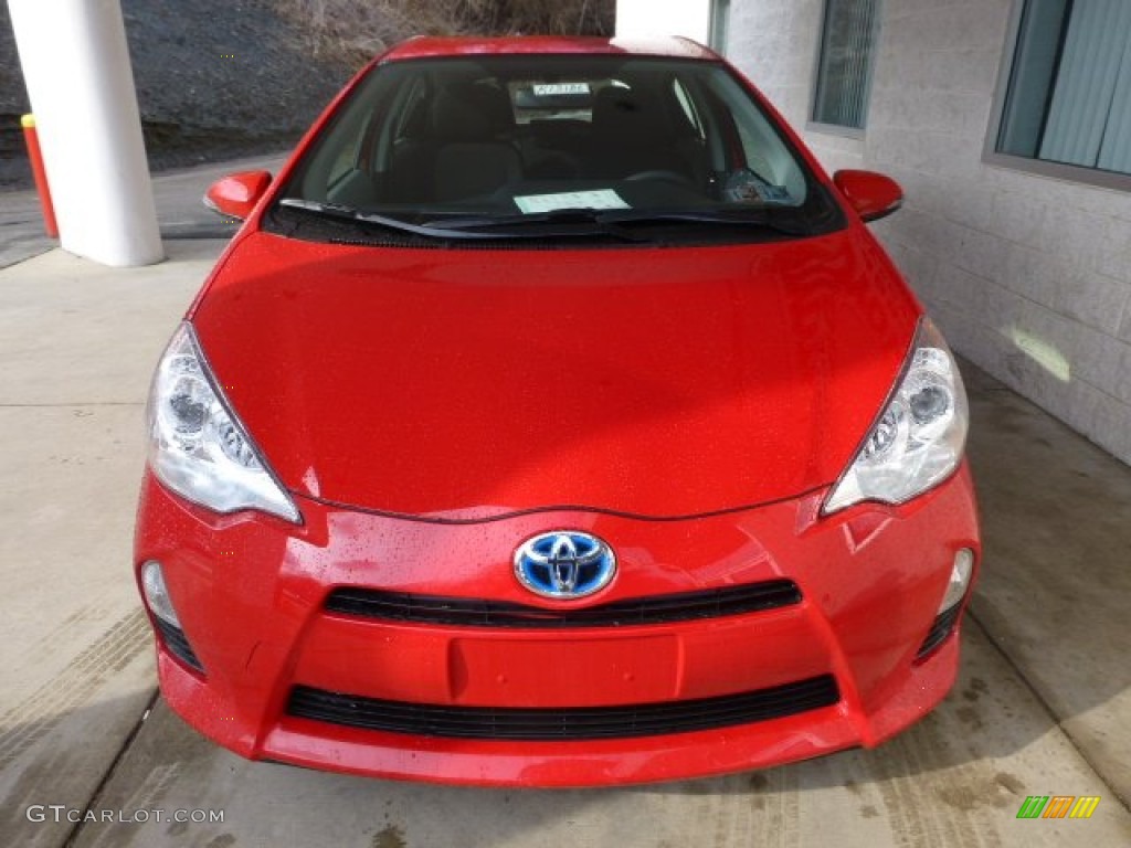 2013 Prius c Hybrid Two - Absolutely Red / Light Blue Gray/Black photo #6