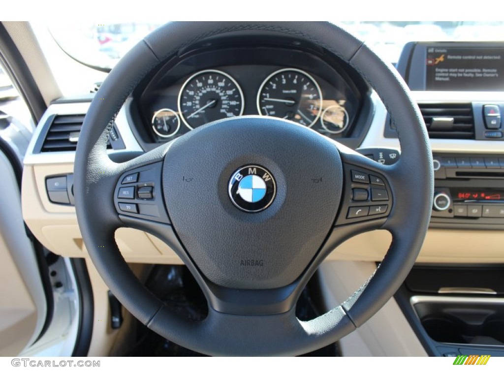 2013 BMW 3 Series 328i Sedan Venetian Beige Steering Wheel Photo #77276855