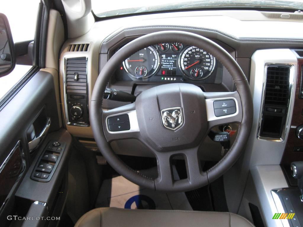 2009 Ram 1500 Laramie Quad Cab - Inferno Red Crystal Pearl / Light Pebble Beige/Bark Brown photo #9