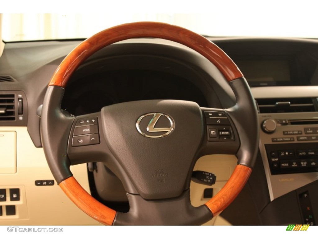 2010 Lexus RX 350 AWD Parchment/Brown Walnut Steering Wheel Photo #77283267