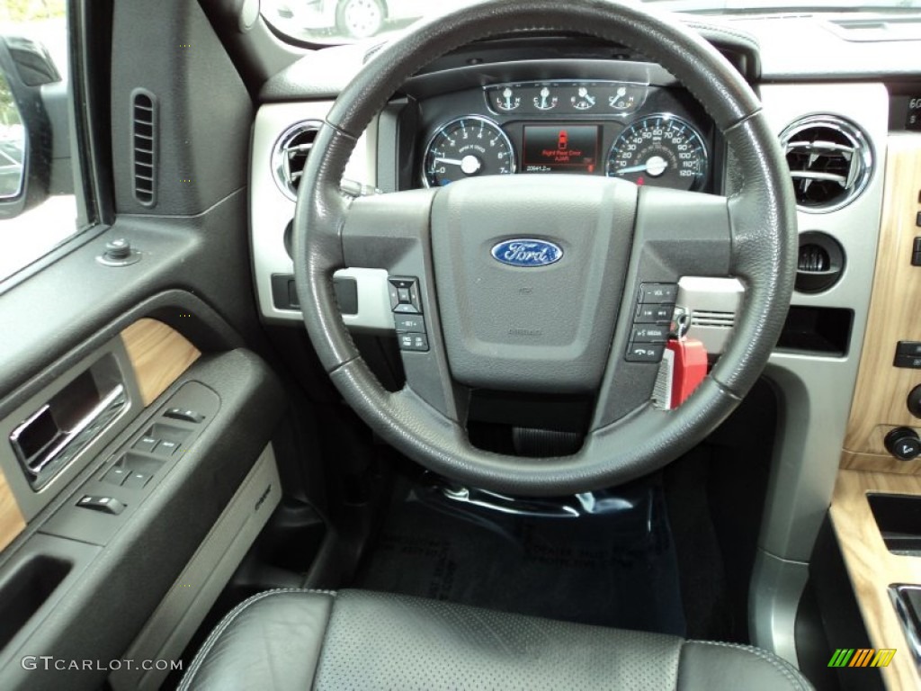 2011 Ford F150 Lariat SuperCrew Black Steering Wheel Photo #77287604