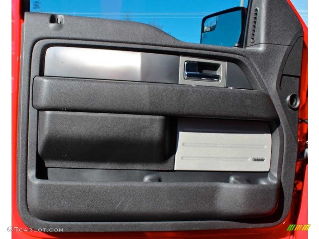 2012 Ford F150 SVT Raptor SuperCrew 4x4 Raptor Black Leather/Cloth Door Panel Photo #77288632