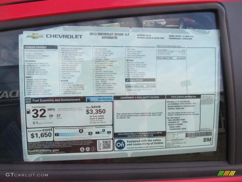2013 Chevrolet Spark LT Window Sticker Photo #77291748