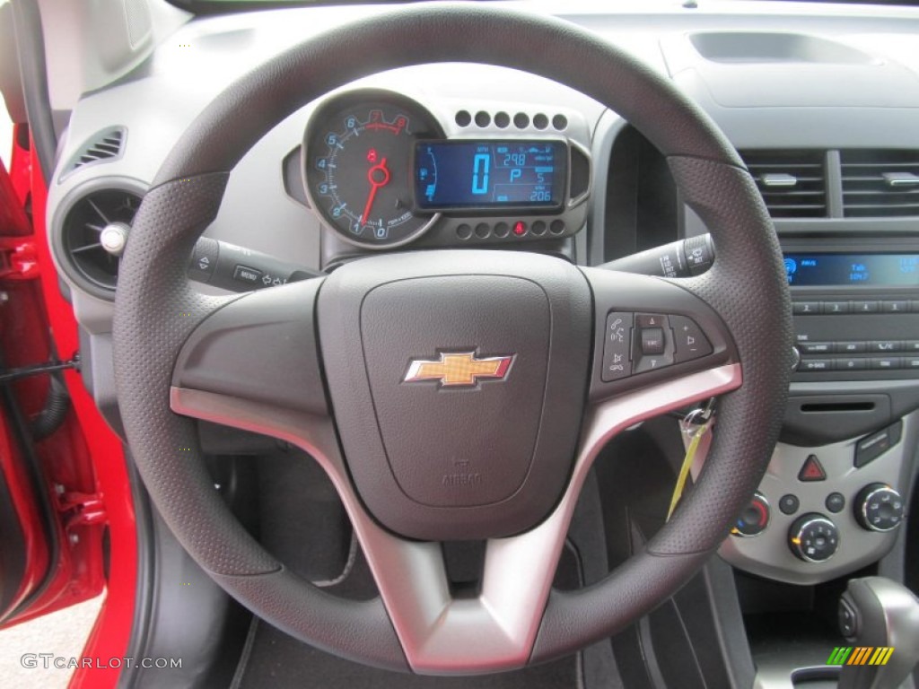 2013 Chevrolet Sonic LS Sedan Jet Black/Dark Titanium Steering Wheel Photo #77292435