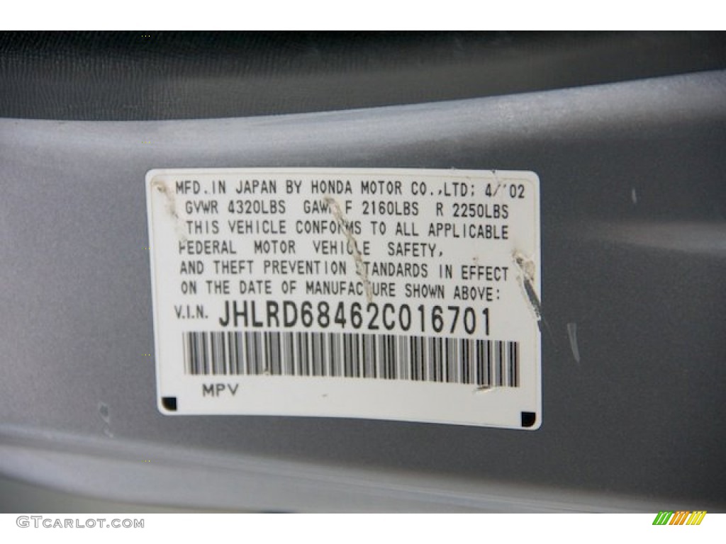 2002 CR-V LX - Satin Silver Metallic / Black photo #35