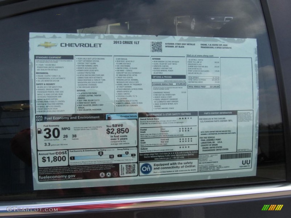 2013 Chevrolet Cruze LT Window Sticker Photo #77295728