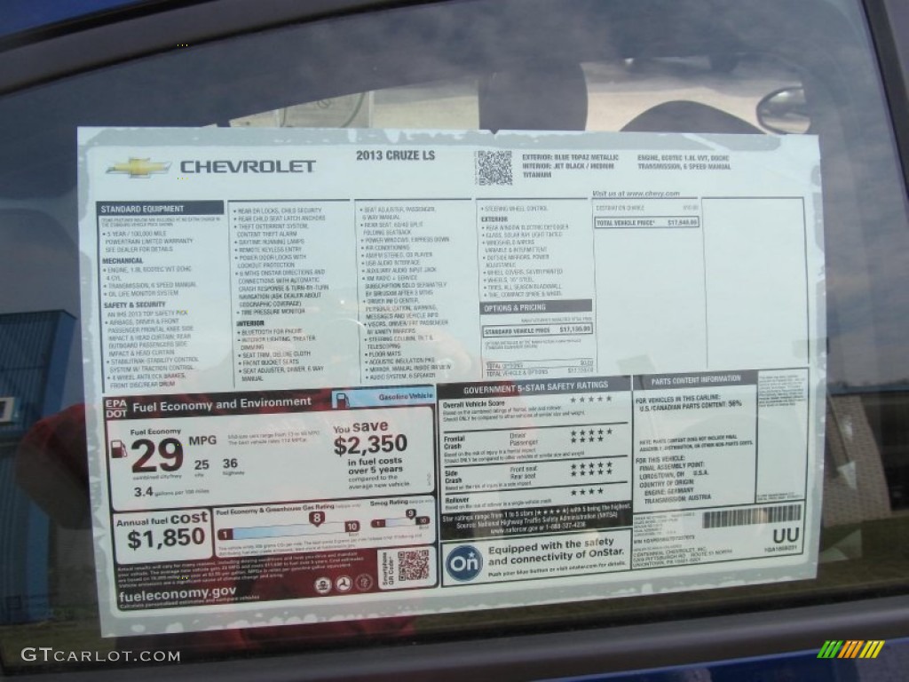 2013 Chevrolet Cruze LS Window Sticker Photo #77296236