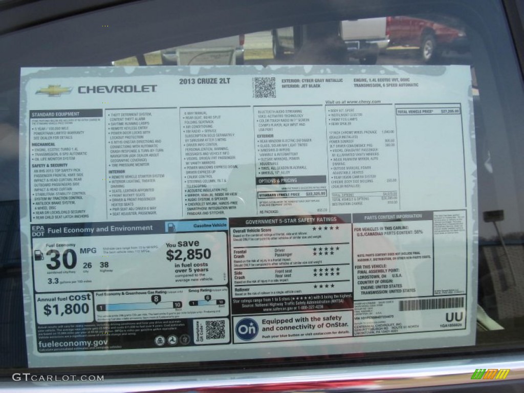 2013 Chevrolet Cruze LT/RS Window Sticker Photo #77297262