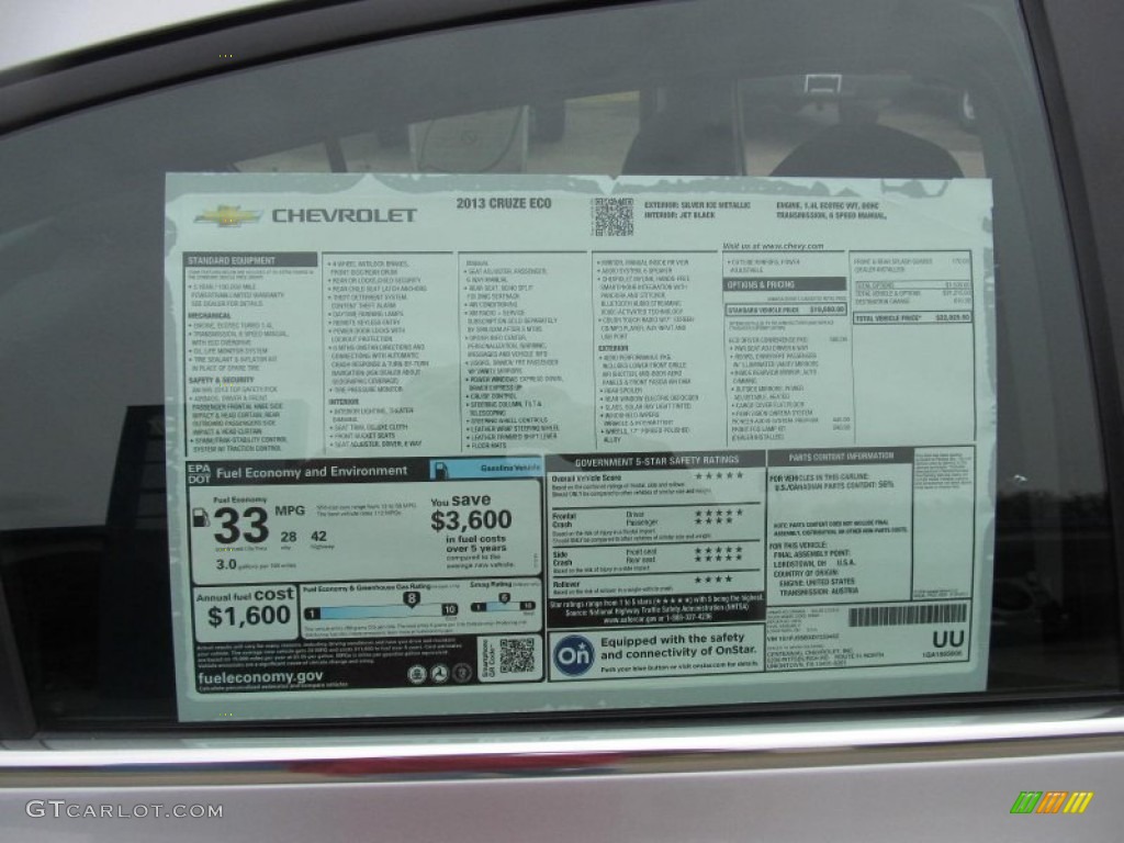 2013 Chevrolet Cruze ECO Window Sticker Photo #77297685