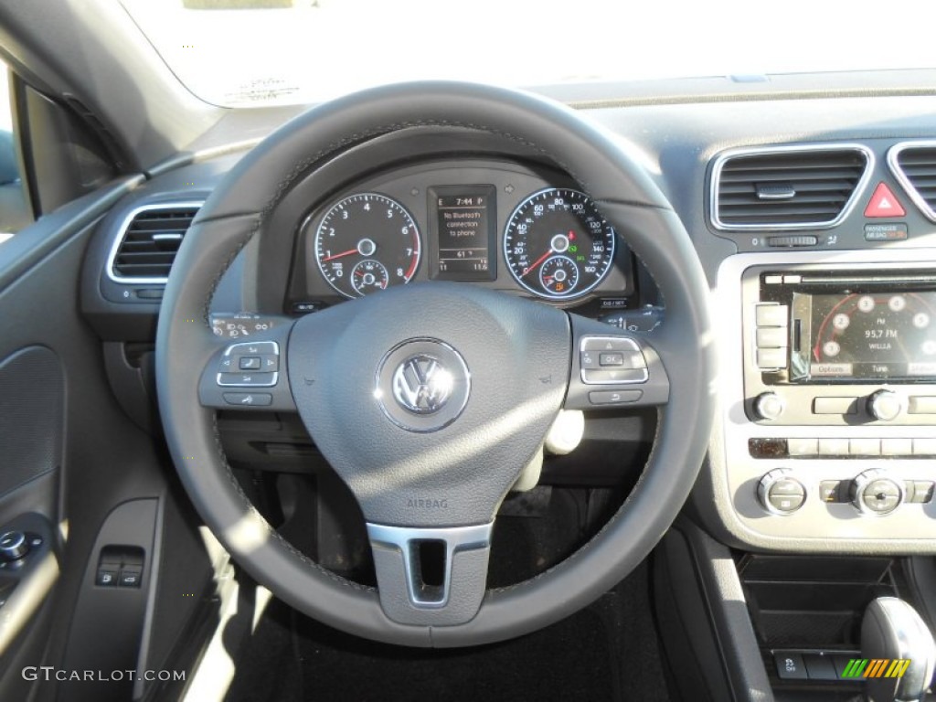 2013 Volkswagen Eos Lux Charcoal/Black Steering Wheel Photo #77297727