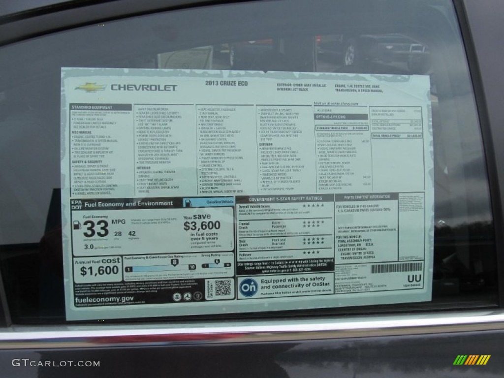 2013 Chevrolet Cruze ECO Window Sticker Photo #77298666